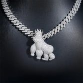 GL Iced Out Crown Gorilla Pendant Full VVS Moissanite Diamond